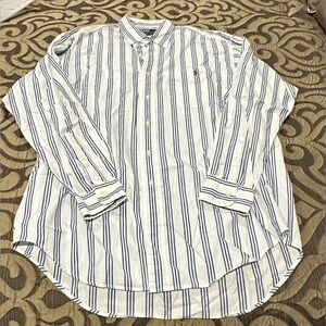 Ralph Lauren White and Blue Striped Casual Shirt